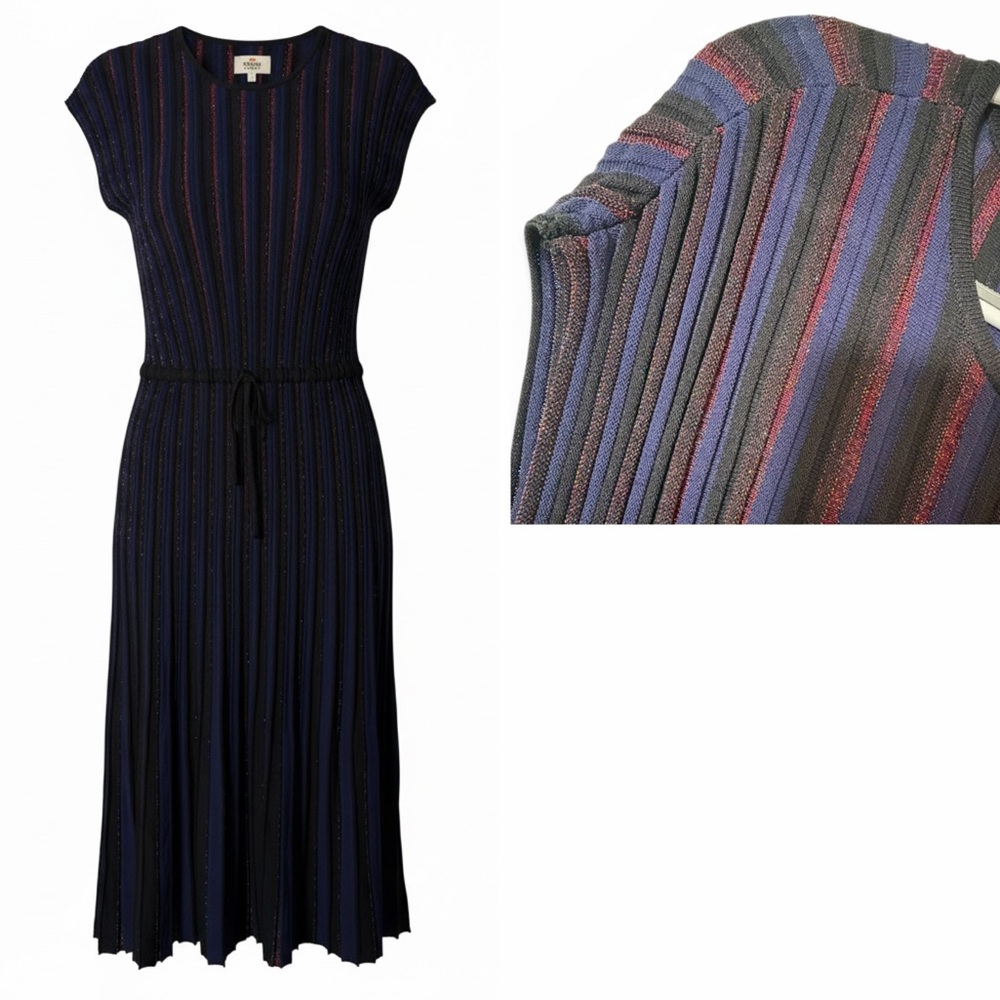 Marine Layer Navy Multicolor Stripe Midi Dress